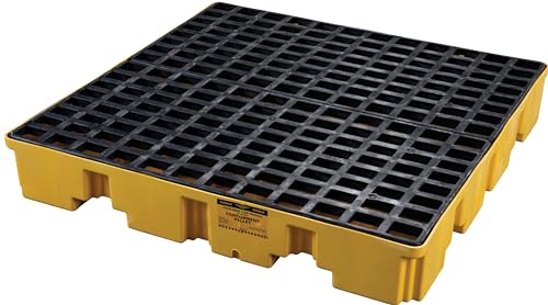 Image of Eagle 4 Drum Spill Containment Pallet with Forklift Pockets, 51.5 inchx51.5 inchx8 inch, 66 Gallon Sump, 8,000 lbs. Load Capacity Secondary Containment Pallet, Made in USA, Yellow, 1645ND