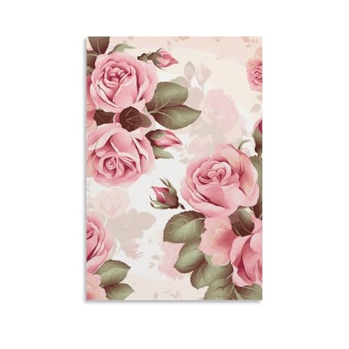 Toile murale roses roses 60x90cm pour habiller un mur vide de salon