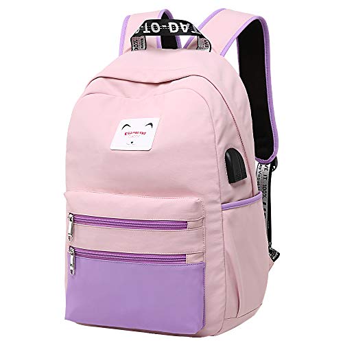 Preisvergleich Produktbild Lukovee Lässiger Schulrucksack, Laptoprucksack mit USB-Ladeanschluss Diebstahlschutzbeutel Wasserdichter Studententagesrucksack Für 16-Zoll-Laptops für Teenager-Mädchen, Frauen