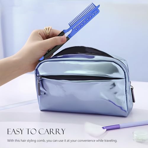 Peine plancha alisadora 2 piezas para cabello azul miniatura 7