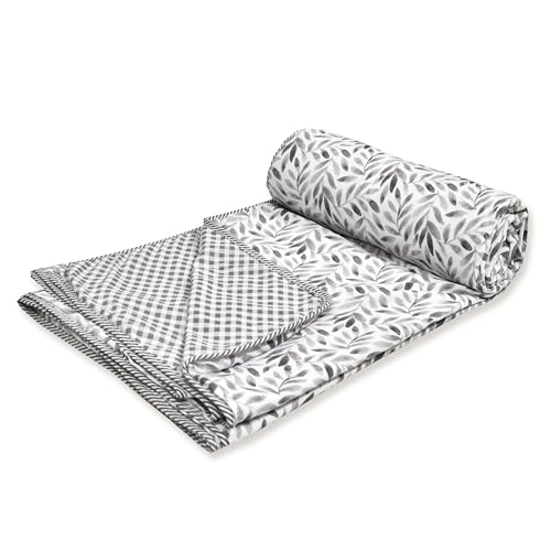 Image of Dohar Double Bed, AC Blanket Double Bed for Summer, Comforter, Cotton Duvet King Size, Jaipuri Printed Reversible All Season | Quilt 84 inchx96 inch - Grey