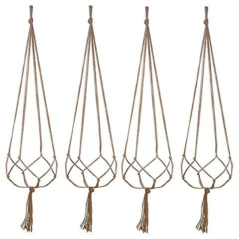neweeger 4 Pcs Flower Basket Rope Macrame Wall Hanging Hanging Plant Pot Plants Hanger Hanging Baskets Handmade Home Garden Balcony Decor Cover
