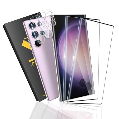 2+2 Stück Schutzfolie für Samsung Galaxy S23 Ultra Panzer Schutz Glas[6.8\]+ Kamera Schutzfolie, HD Klare, Fingerabdrucksensor Kompatible, 9H Härte folie für Displayschutz S23 Ultra