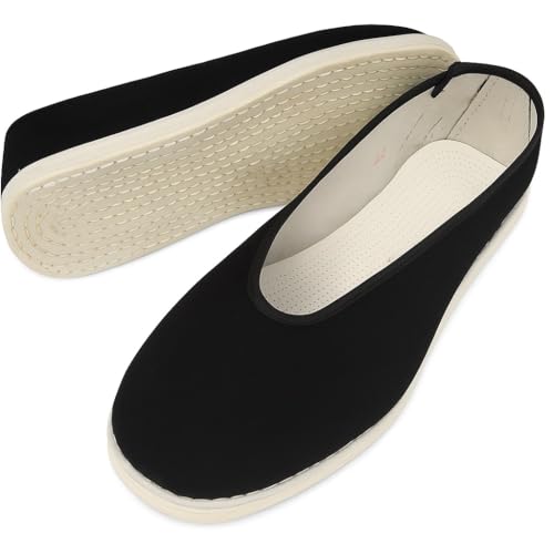 Lazutom Adult Chinese Traditional Old Beijing Canvas Shoes Breathable Round Toe Kung Fu Shoes Slip-On Martial Arts Cotton Sole Shoes