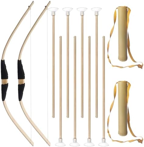 motawator Safe Children’s Wooden Bow and Arrow 丨 Train Play Wood Bow and Arrow Set There are 5 Arrows in The Wooden Quiver for Kids Gift
