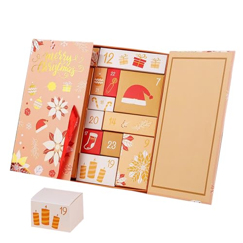 Boîte de l'Avent de Noël vide pliante à 24 compartiments pour friandises et adultes