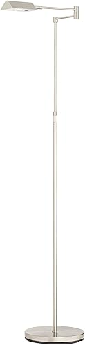 Miniatura 8 de 360 Lighting Zema - Lámpara de pie tradicional de granja ajustable con brazo oscilante LED de 49.5 pulgadas de alto, níquel cepillado plateado,