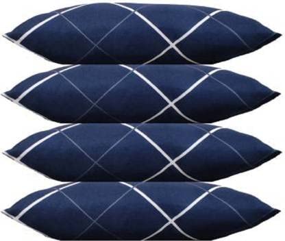 Donda Brother's Microfibre & Polyester Ultra Soft Stripes Bed Pillow Sets (Blue, Standard) 4 Piece