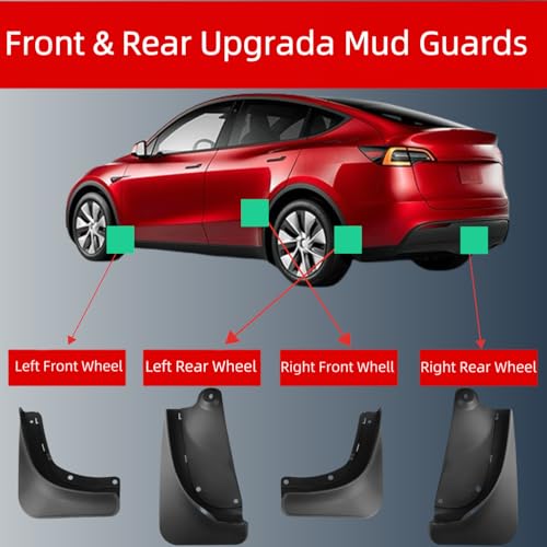 Image of 2024 Upgraded Mud Flap for Model Y 2024 2023 2022 2021 lexible Mud Guards No Drilling Tape, All Weather Tire Protector Splash Guards Mudflaps for Tesla Exterior Accessories