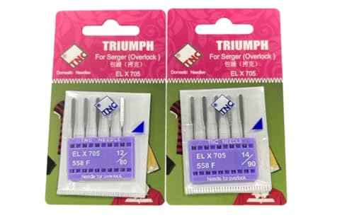 TNC Triumph x20 Overlocker/Serger/Coverstitch Needle ELx705CF Chrome Finish (12/80 + 14/90)