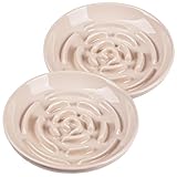 Slow Feeder Cat Bowl Set of 2, Ceramic Slow Feeding Cats Bowl Whisker Friendly, Anti Vomiting Cat Feeder for Dry and Wet Food，Fun Maze Interactive Bloat Stop Puzzle Bowls for Healthy Eating Diet