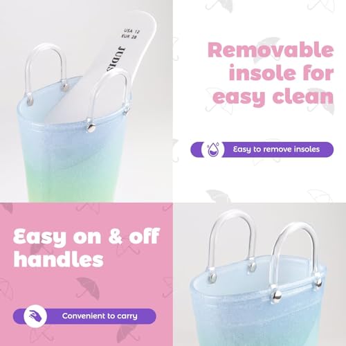 JUDIS Kids Glitter Rain Boots Girls Waterproof Rain Shoes with Easy-on Handles4