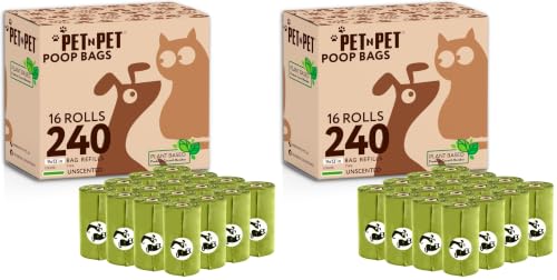 Image of Pet N Pet Poop Bags For Dogs, 240 Counts Plant Based Dog Poop Bags Rolls, Thick Doggie Poo Bag, 100% Leak-proof, Easy to Use Pet Waste Bag (Pack of 2)