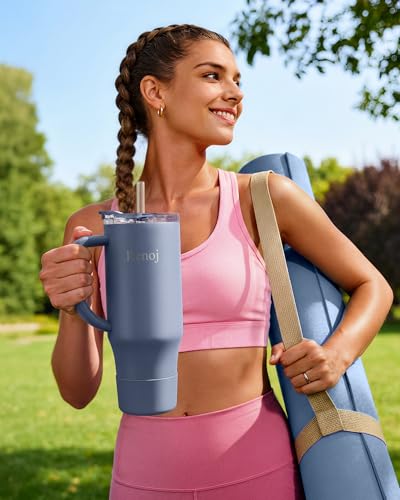 Image of Renoj Insulated Mug 100% Leak Proof Insulated Water Bottle for Iced Coffee & Hot Drinks - Fits Car Cup Holder, Ideal Gift, 2 Straws & Silicone Boot - SnapShift Pink 40 oz