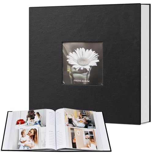 Popotop Photo Album 4x6 200 Photos with Writing Space, Leather Cover Album with Display Picture...