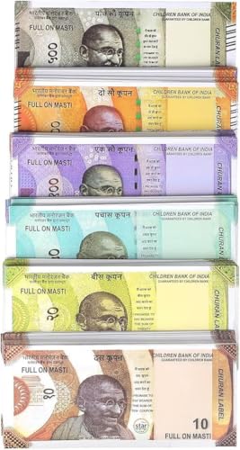 Image of Dummy Playing Money (6 X 100=600 Notes) for Kids Denomination Learning Money 10 | 20 | 50 | 100 | 200 | 500 Artificial Playing Money, Learn Money Skills, Lookalike Dummy Note only for Play Purpose