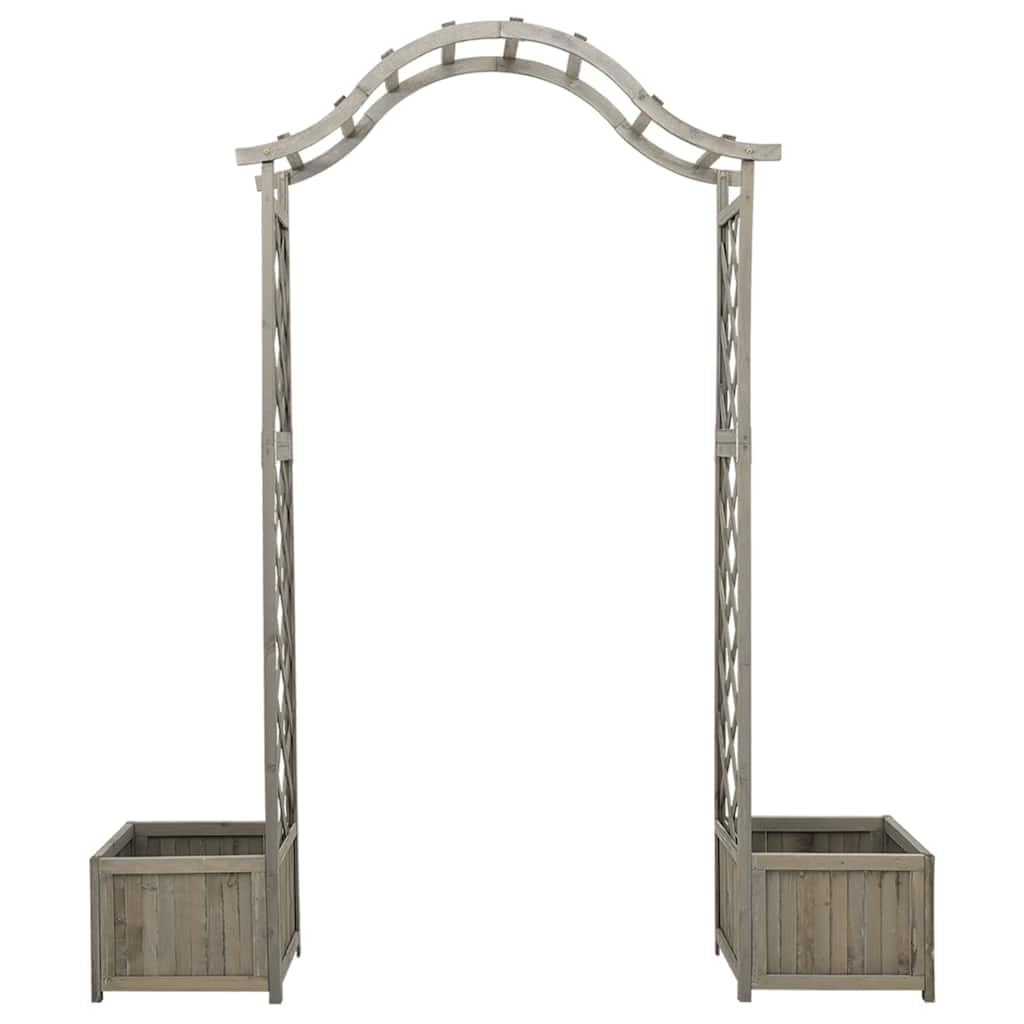 Arco de rosas de madera maciza de abeto con jardineras laterales como entrada decorativa al jardín y ayuda para enredaderas