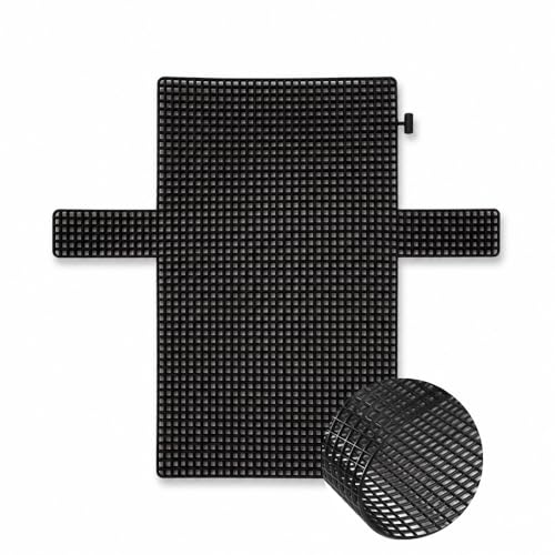 Tela Plástica para Bolsa com Lateral 36x38cm Preta Malha Chenille Estrutura para Crochê Costura Criativa e Artesanato