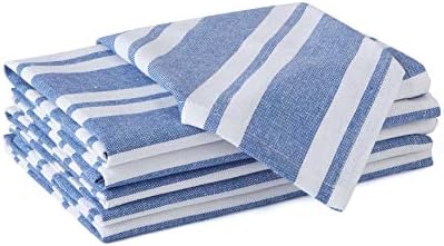 Encasa Homes Table Runner for 4 seater Dining - Franca Blue Stripes - 32x150 cm - Rustic Farmhouse Decor Eco-Friendly Cotton, Decorative Homespun Plaid Cloth for Party, Restaurant & Outdoors