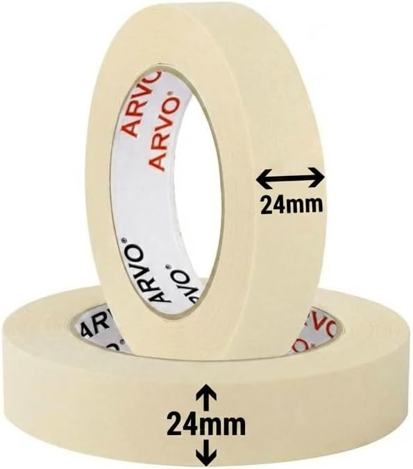 Masking Tape for Painting – 24 mm x 50 m Decorators Painters Tape | Medium-High Adhesion, Crepe Paper for Walls, Trim & Multi-Surface Indoor Decorating – Pack of 2