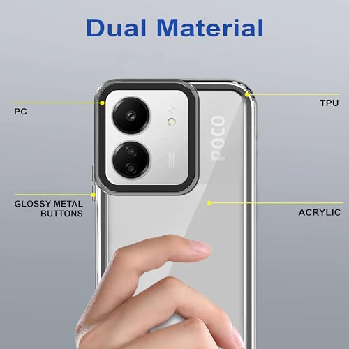 Image of Zapcase Back Case Cover for Poco C65 | Compatible for Poco C65 Back Cover | Case Cover with Camera Protection | (TPU + PC | Translucent Black)