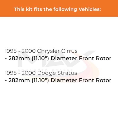 Image of Max Advanced Brakes Front Brake Kit Compatible With 1995-1998 1999 2000 Dodge Stratus Compatible With Chrysler Cirrus Replacement Premium OE Disc Brake Rotors and Ceramic Brake Pads