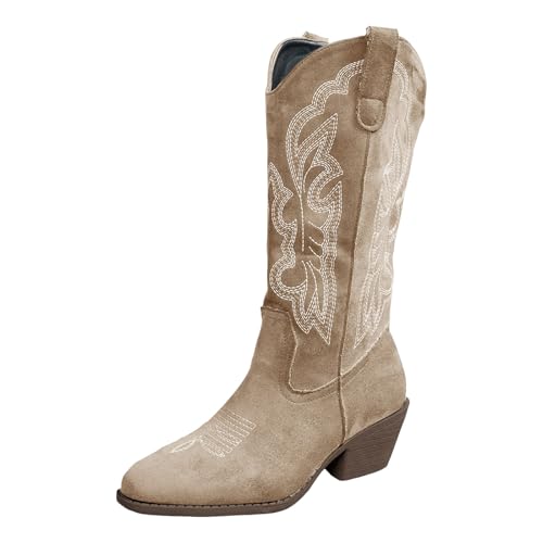 Bottines de cowboy broderies vintage au design soigné et talon élégant