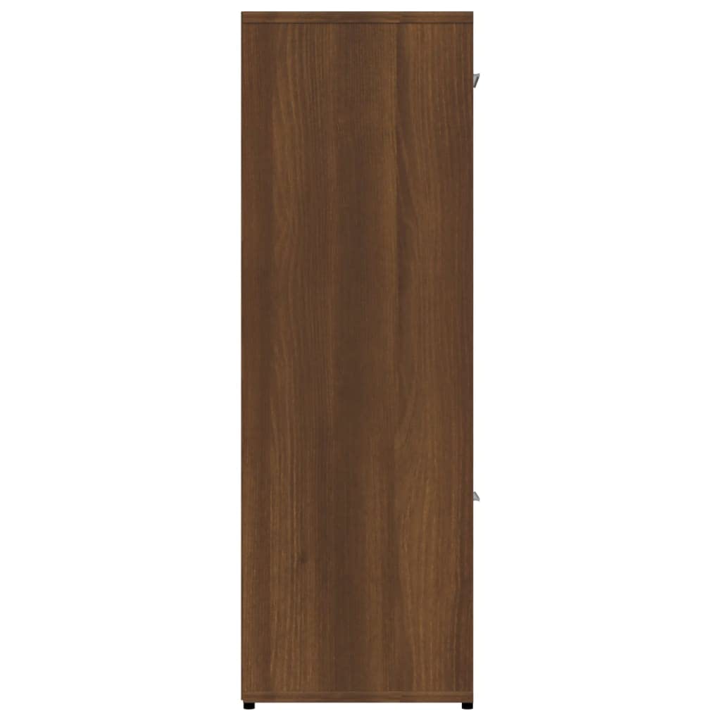 Générique Bibliotheque Chene brązowy 90x30x90 cm Wood Ingenierie | 9 przegródek, 5 drzwi, przechowywanie książek DVD, solidny top, mocowanie ścienne w zestawie