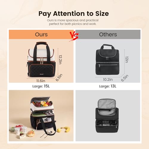 LOVEVOOK Insulated Lunch Box for Women,Large Double Deck Adult Lunch Bag - image 4
