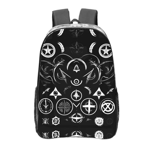Supernatural Symbols Black Clear Backpack,High Capacity Clear Bag For Travel,Work,Festival, Concerts Women Men Unisex
