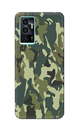 Image of Printed Hard Back Cover Case for Vivo V23e | V23e 5G | Vivo Y75 4G Back Cover (Green Army Camouflage) -1803