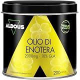 Olio di Enotera 2000mg - 200 Perle con Omega 6, 10% GLA - Evening Primrose Oil Spremuto a Freddo - Integratore Menopausa - Per Sindrome Premestruale, Antiossidante - Vegano, Senza Additivi - ALDOUS