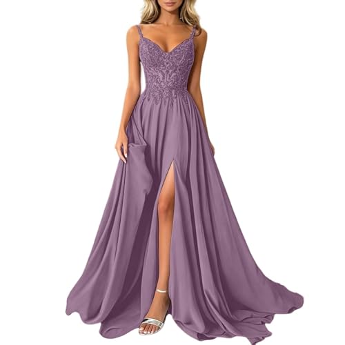 Robe de bal longue en mousseline de soie fine à appliques dentelle
