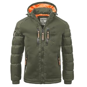 Geographical Norway IMS Production Chaqueta acolchada de invierno para hombre, estilo anorak con capucha, forrada y abrigada, para aire libre, esquí y snowboard, para invierno y otoño, tallas S-7XL