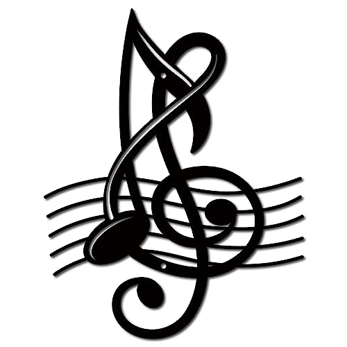 CREATCABIN Notes de Musique en Métal Décoration Murale Noir Signes Muraux Fer Suspendu Ornement en Métal Sculpture pour Balcon Jardin Maison Salon Décoration Extérieur Cadeaux Noël Halloween Vacances