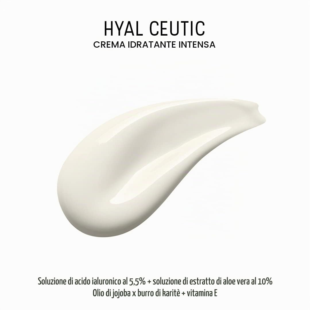 Dermaceutic Hyal Ceutic – Crema idratante intensa 24 ore con acido ialuronico, aloe vera, vitamina E e olio di jojoba – Crema viso anti-età – 40 ml