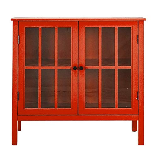 APRODZ Soild Wood Vicuna Two Door Sideboard Storage Cabinet for Living Room | Red Finish-image-32