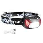 Lepro Head Torch Rechargeable, 2000L Waterproof LED Headlamp with Red Warning Lights, 30Hrs Runtime, 6 Lighting Modes, for Running Fishing Camping, Super Lightweight Headlight for Kids & Adults