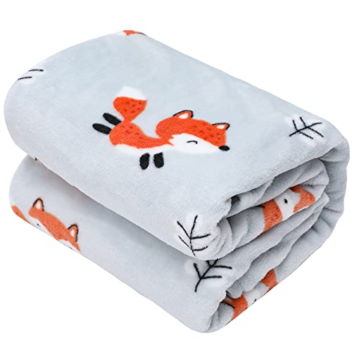 Image of TILLYOU Toddler Flannel Blanket - Warm Cozy Baby Blanket for Boys and Girls, Smooth Cute Lightweight Blanket for Bedding Crib Stroller, 40×50 inches, Fox Forest