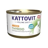 KATTOVIT - Thyroid Nassfutter für Katzen | Katzen-Nassfutter als Alleinfuttermittel in der Dose. Diätfutter für ausgewachsene Katzen zur Unterstützung der Schilddrüsenfunktion | 12 x 185 g Huhn