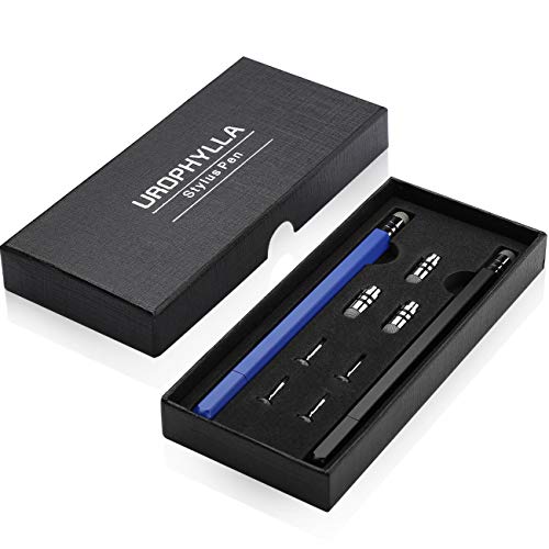 UROPHYLLA Stylus Pens for Touch Screens, Precision Stylus Fine Point Stylus, Stylus Pens for iPad, iPhone, Tablet, Laptops, Android and Other Touch Screens with 4 Discs and 3 Fiber Tips (Black/Blue) - Thumbnail 7