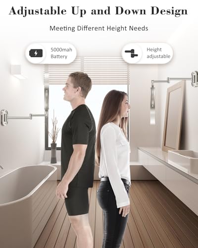 Image of 20X 9 inch Wall Mounted Magnifying Makeup Mirror with Light Height Adjustable