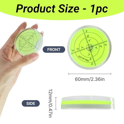 Präzisions-Bullseye-Wasserwaage, 60mm, Runde Libelle mit Skala, Kreiswasserwaage zur horizontalen Ausrichtung von Kamera, Stativ, Waagen, Messgeräten, Maschinen – Kompakt, tragbar, kristallklar