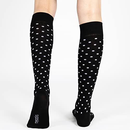 Mysocks Unisex Knee High Long Socks Polka Dot Design Black #TOP6