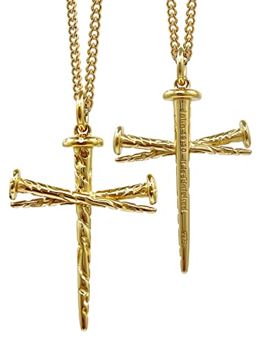 Shields of Strength John 19:30 Nail Cross Necklace for Men Stainless Steel or Gold Plated Christian Jewelry – Engraved “It Is Finished” – Authentic Three Nail Cross Pendant