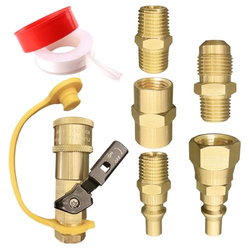 qieoyk 7pcs Propane Quick Connect Fittings Adapter for Propane Hose Propane Quick Connect for RV to Grill or Cooking RV Propane Quick Connect Fittings with 3/8 Flare x 1/4 NPT Male Pipe