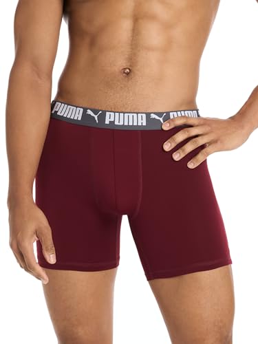 Puma Herren-Boxershorts, 5er-Pack, Rubin/Blau/Schwarz/Grau, Medium – Ansicht 2