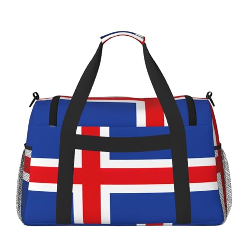 Flag of Iceland print Carry on Bag Underseat forTraveling Personal Item Bag Travel Duffel Bag Gym Bag for Women Men2