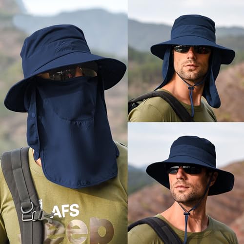 Image of Sun Hats for Men Women Fishing Hat UPF 50+ Breathable Wide Brim Summer UV Protection Hat