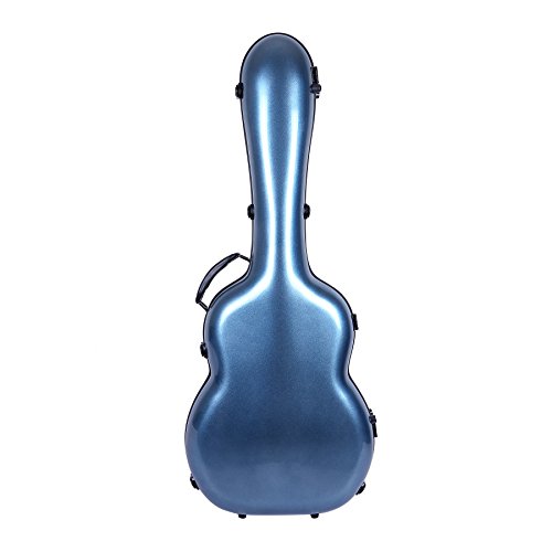 Image of Crossrock OM /000 Guitar Case, Compatible to 4 /4 Classical Guitar, Premium Fiberglass Shell Backpack Case in Blue (CRF2000OMBL)